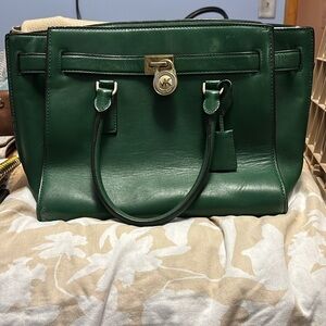 Michael Kors Gooseberry Green Hamilton Traveler Tote with Gold Hardware